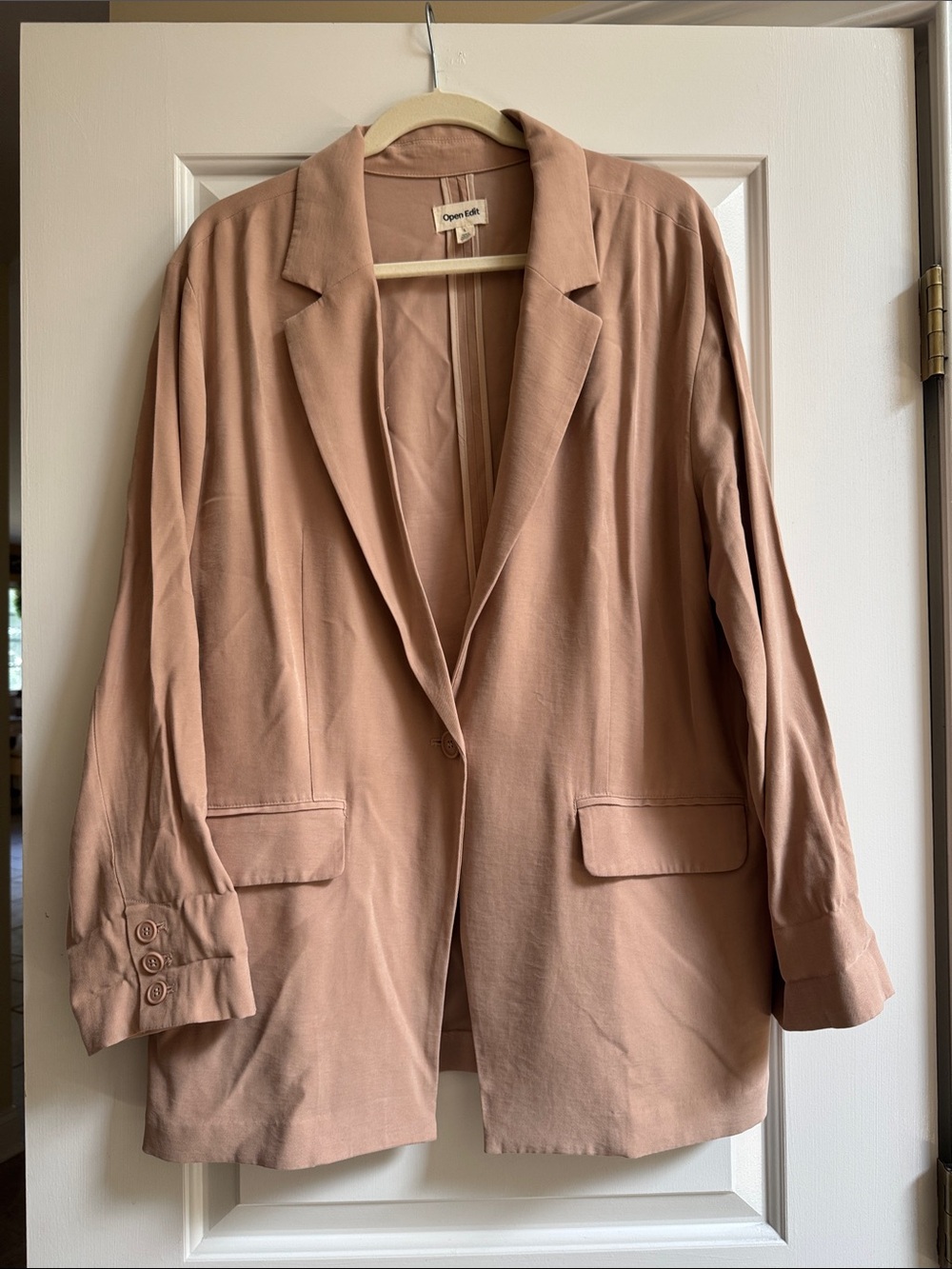 Open Edit Tan Nougat Relaxed Light Weight Blazer